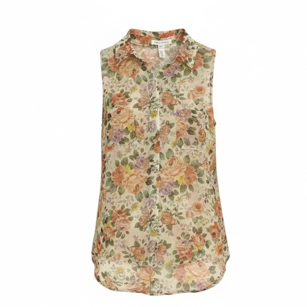 Ambiance Apparel NWOT Sheer, Sleeveless, Button Down Lightweight Summer Top